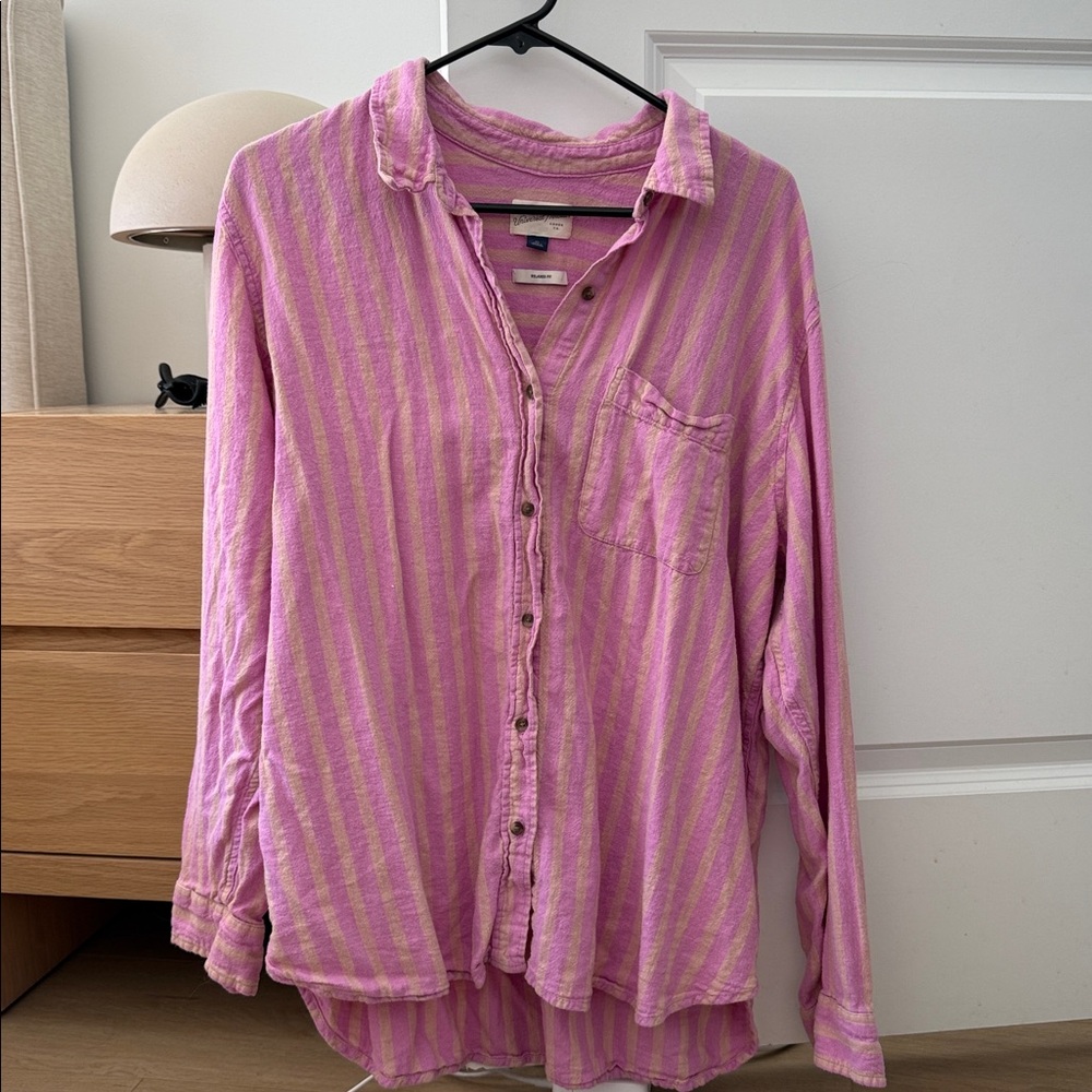 Universal Thread Pink and Tan Striped Shirt